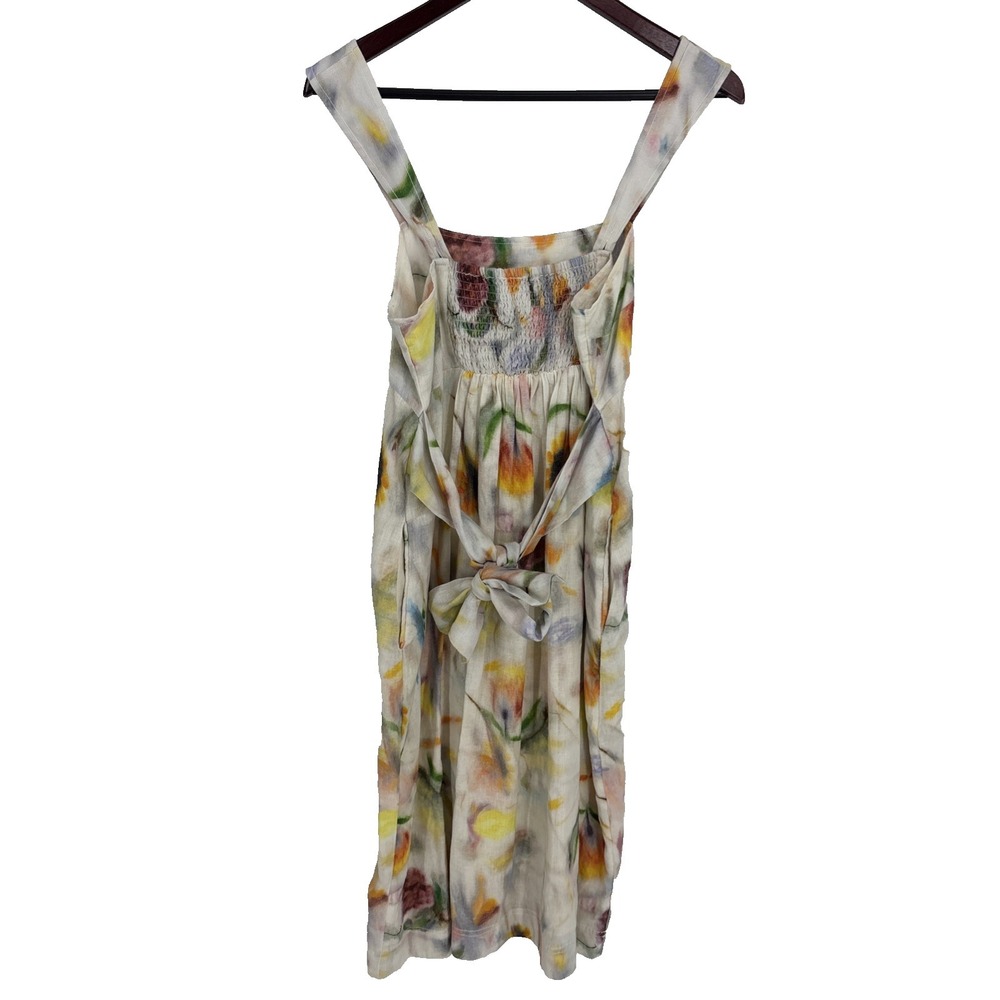 Anthropologie Klaas Jonkman Sleeveless Linen Midi Dress Watercolor Floral Small - Picture 8 of 9